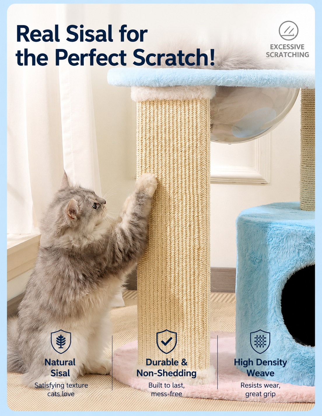 Multi-Level Cat Tree Tower with Sisal Scratching Posts