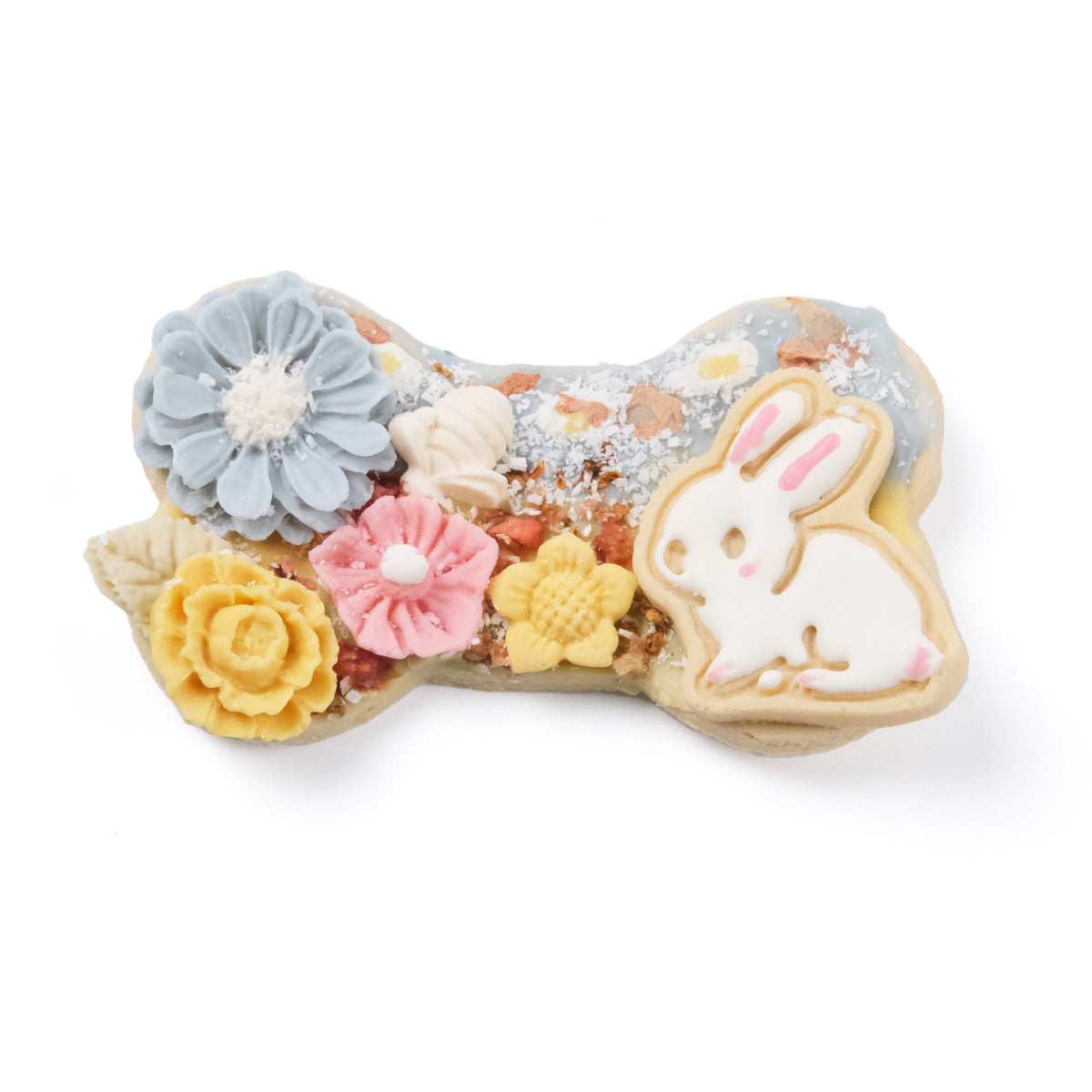 Floral Bunny Bone Dog Cookie