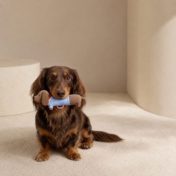 Dachshund Dog Squeaky Plush Toy for Chewing & Playtime